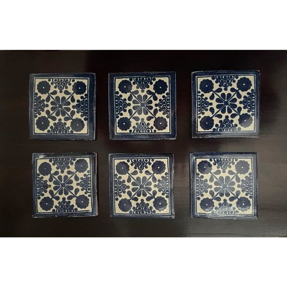 Tiles Artisan Terra Cotta Handmade Glazed Set of 6 - Picture 11 of 12